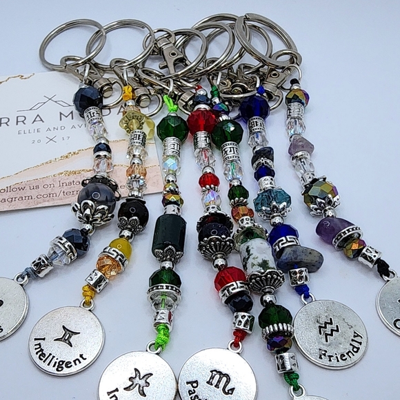 Zodiac Gemstone Keychain / Phone Jewelry,  made to order - Picture 3 of 5